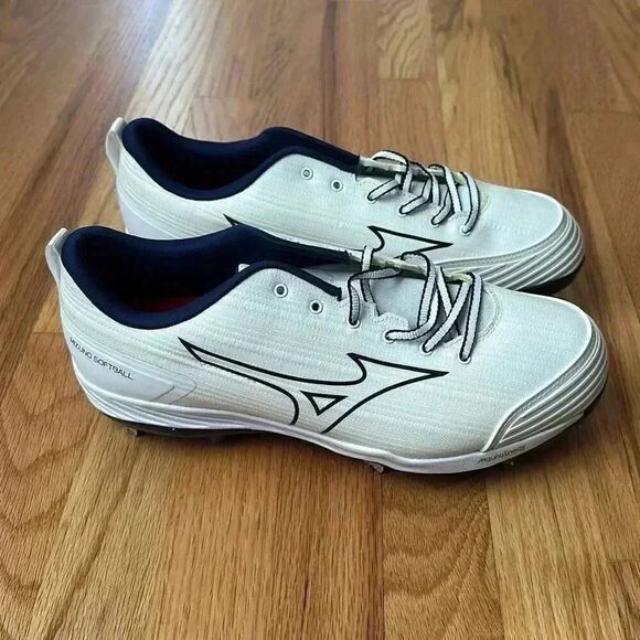 Mizuno Softball Enerzy Softball Cleats White / Navy Blue US 11.5 Women’s - Picture 4 of 11